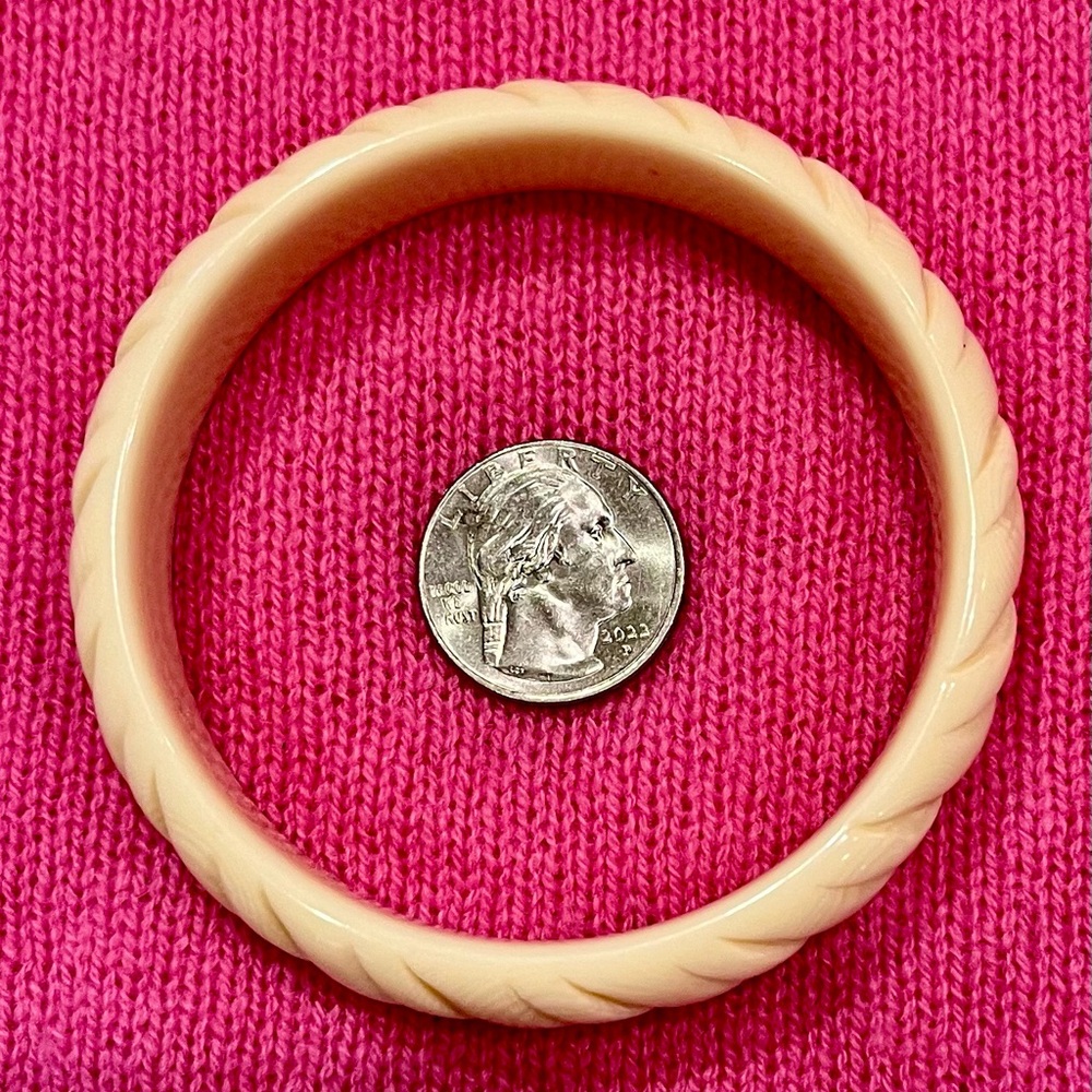 Faux Ivory Bangle Bracelet - Picture 15 of 16